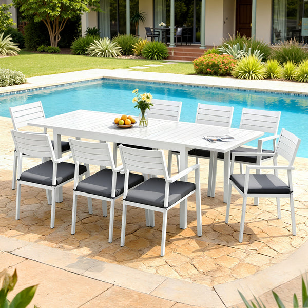Gardeon Outdoor Dining Set 9PCS Aluminum Extendable Table Chairs Patio Furniture Gardeon
