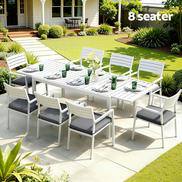 Gardeon Outdoor Dining Set 9PCS Aluminum Extendable Table Chairs Patio Furniture Gardeon