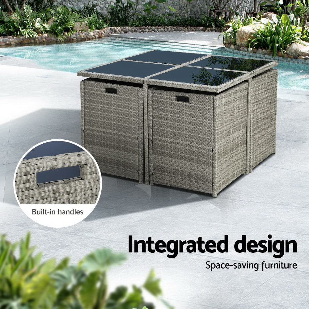 Gardeon 9 PCS Outdoor Dining Set Table Chairs Patio Lounge Setting Furniture Gardeon