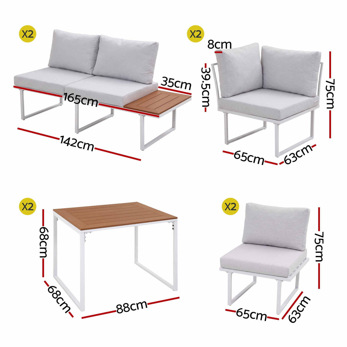 Gardeon 8 Seater Outdoor Dining Sofa Set with WPC Side Tables Patio Furniture White Awezingly
