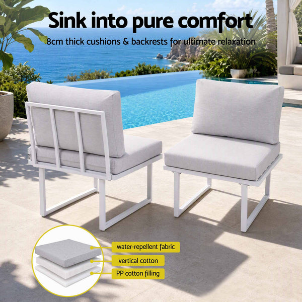Gardeon 8 Seater Outdoor Dining Sofa Set with WPC Side Tables Patio Furniture White Awezingly