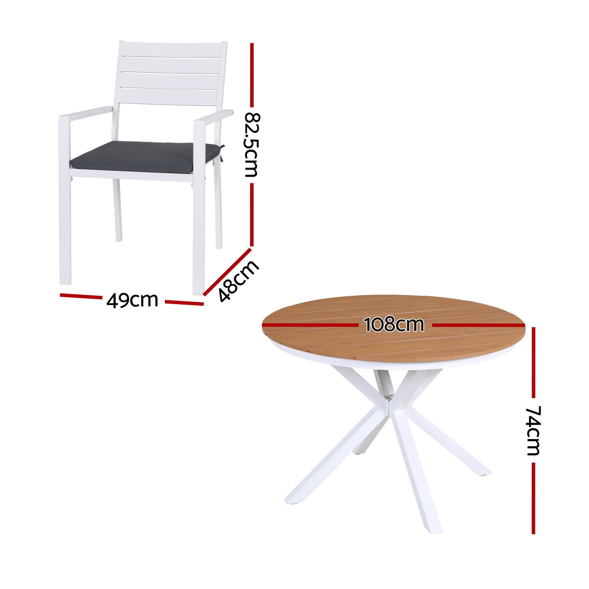Gardeon Outdoor Dining Set 5 Piece Aluminum WPC Tabletop Patio Furniture Awezingly