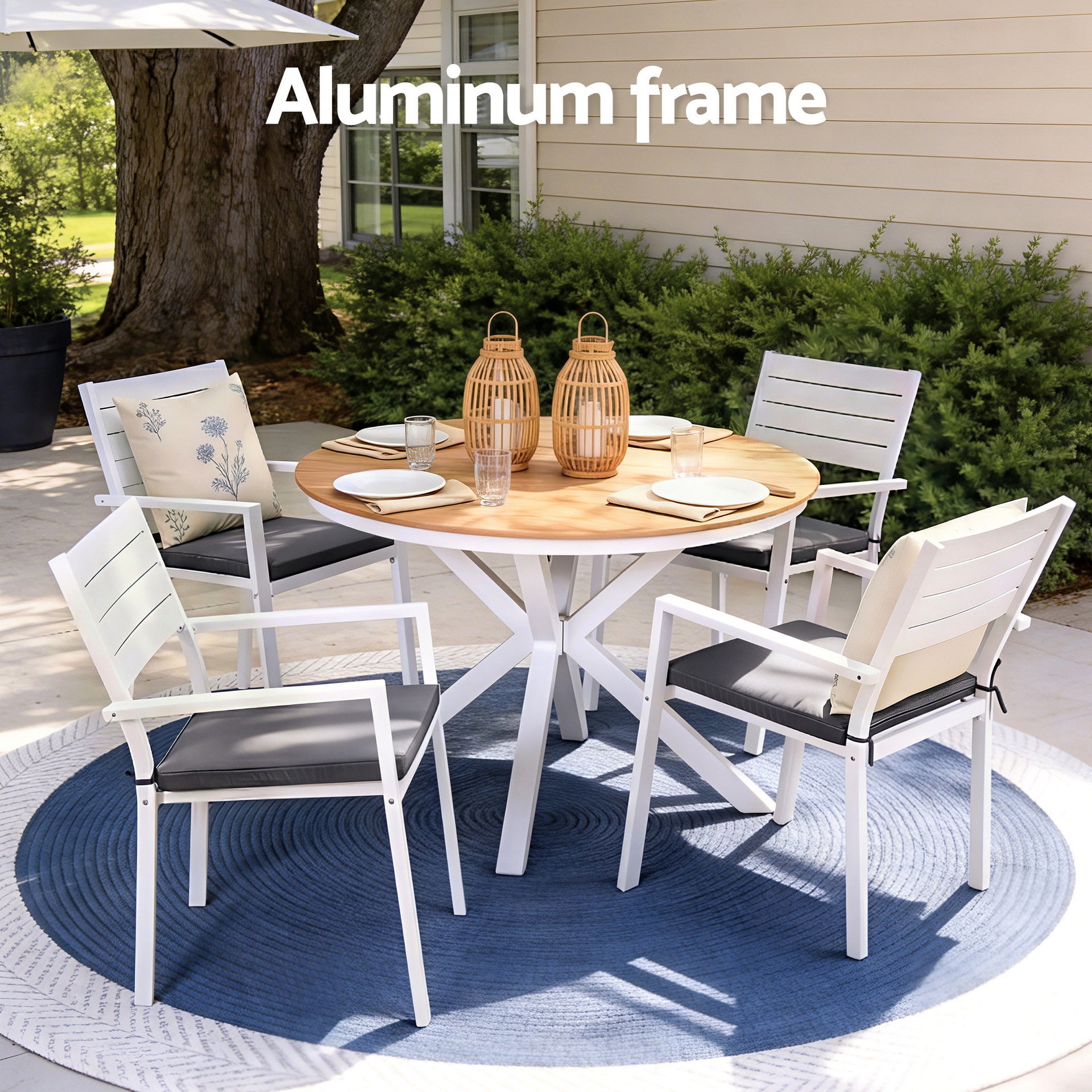 Gardeon Outdoor Dining Set 5 Piece Aluminum WPC Tabletop Patio Furniture Awezingly