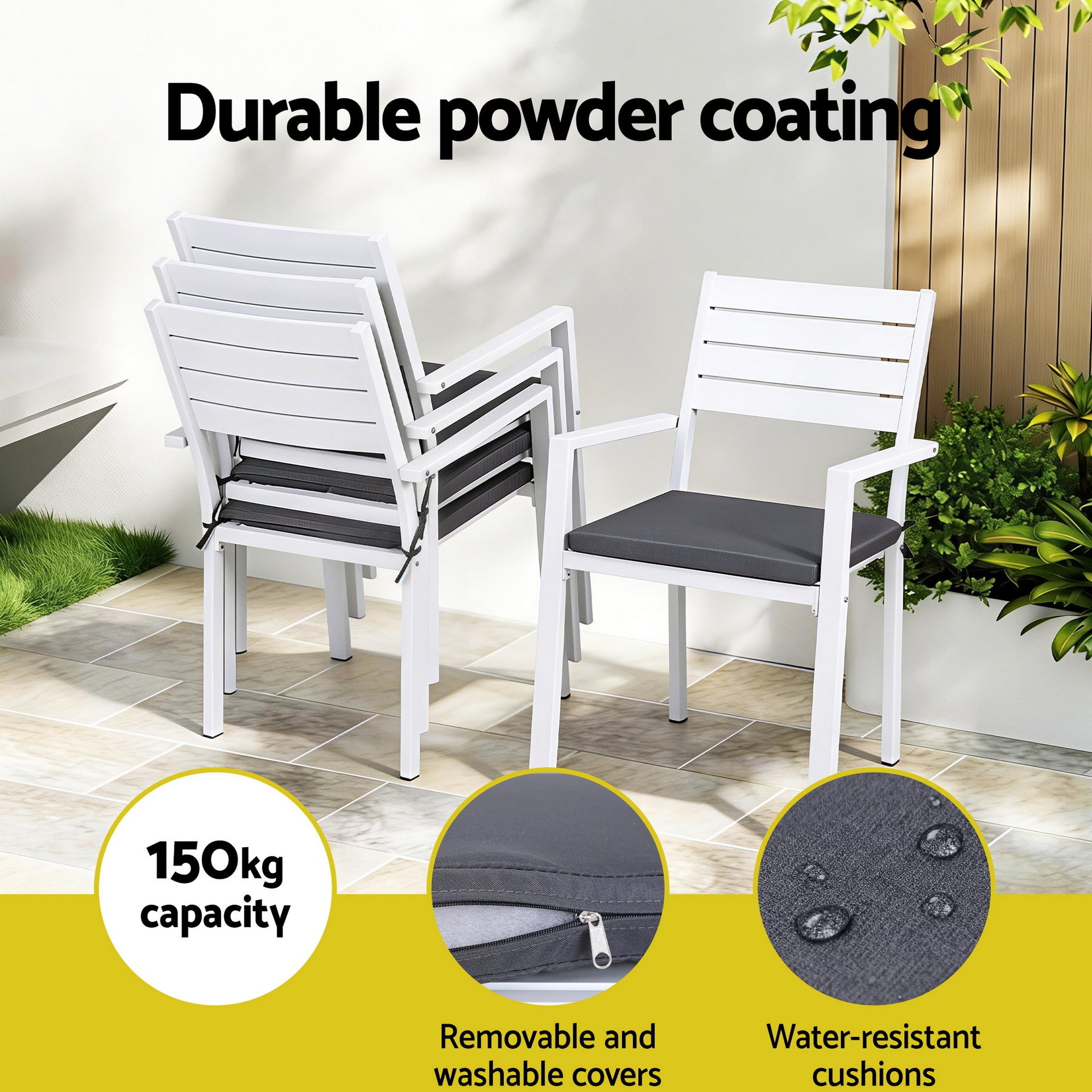Gardeon Outdoor Dining Set 5 Piece Aluminum WPC Tabletop Patio Furniture Awezingly