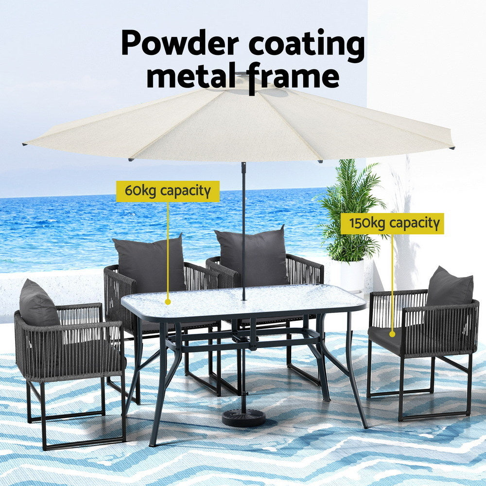 Gardeon 5PC Outdoor Dining Set Table and Chairs Patio Furniture Garden Bistro Set Black Gardeon