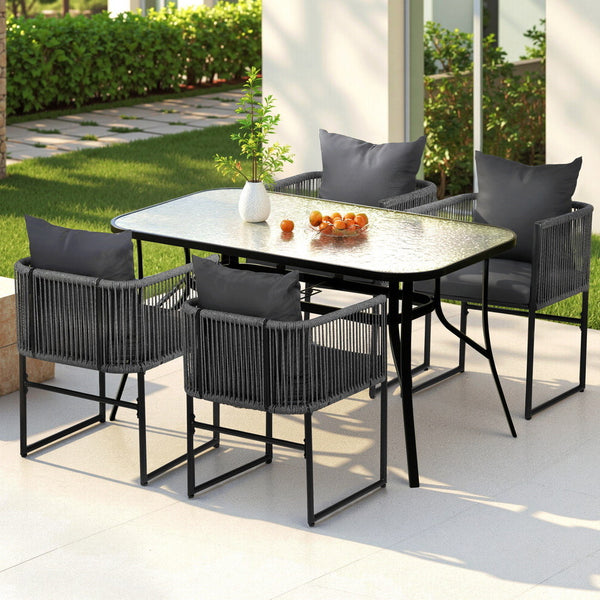 Gardeon 5PC Outdoor Dining Set Table and Chairs Patio Furniture Garden Bistro Set Black Gardeon