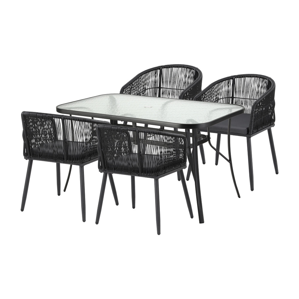 Gardeon 5PC Outdoor Dining Set Table and Chairs Garden Patio Furniture Bistro Set Black Gardeon