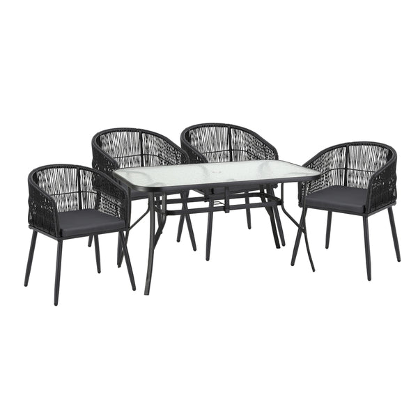 Gardeon 5PC Outdoor Dining Set Table and Chairs Garden Patio Furniture Bistro Set Black Gardeon