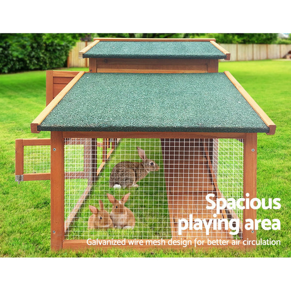i.Pet Chicken Coop Rabbit Hutch 169cm x 52cm x 72cm Large Chicken Coop Wooden House Run Cage i.Pet