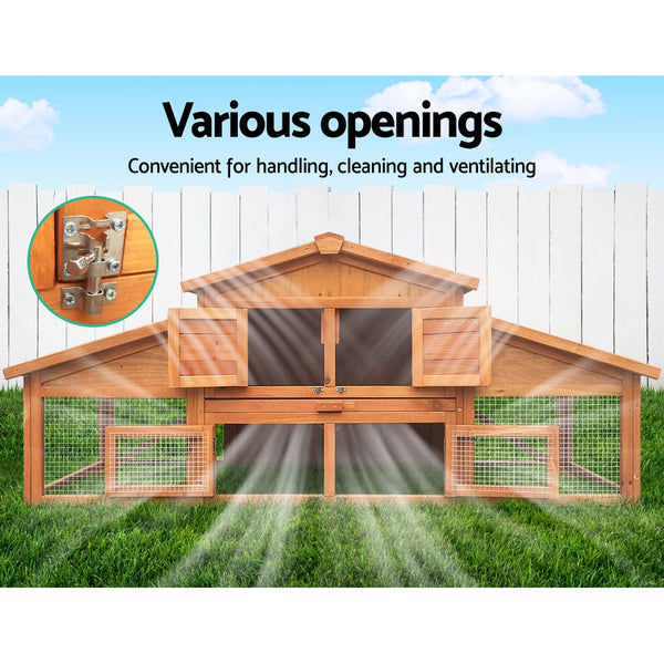 i.Pet Chicken Coop Rabbit Hutch 169cm x 52cm x 72cm Large Chicken Coop Wooden House Run Cage i.Pet