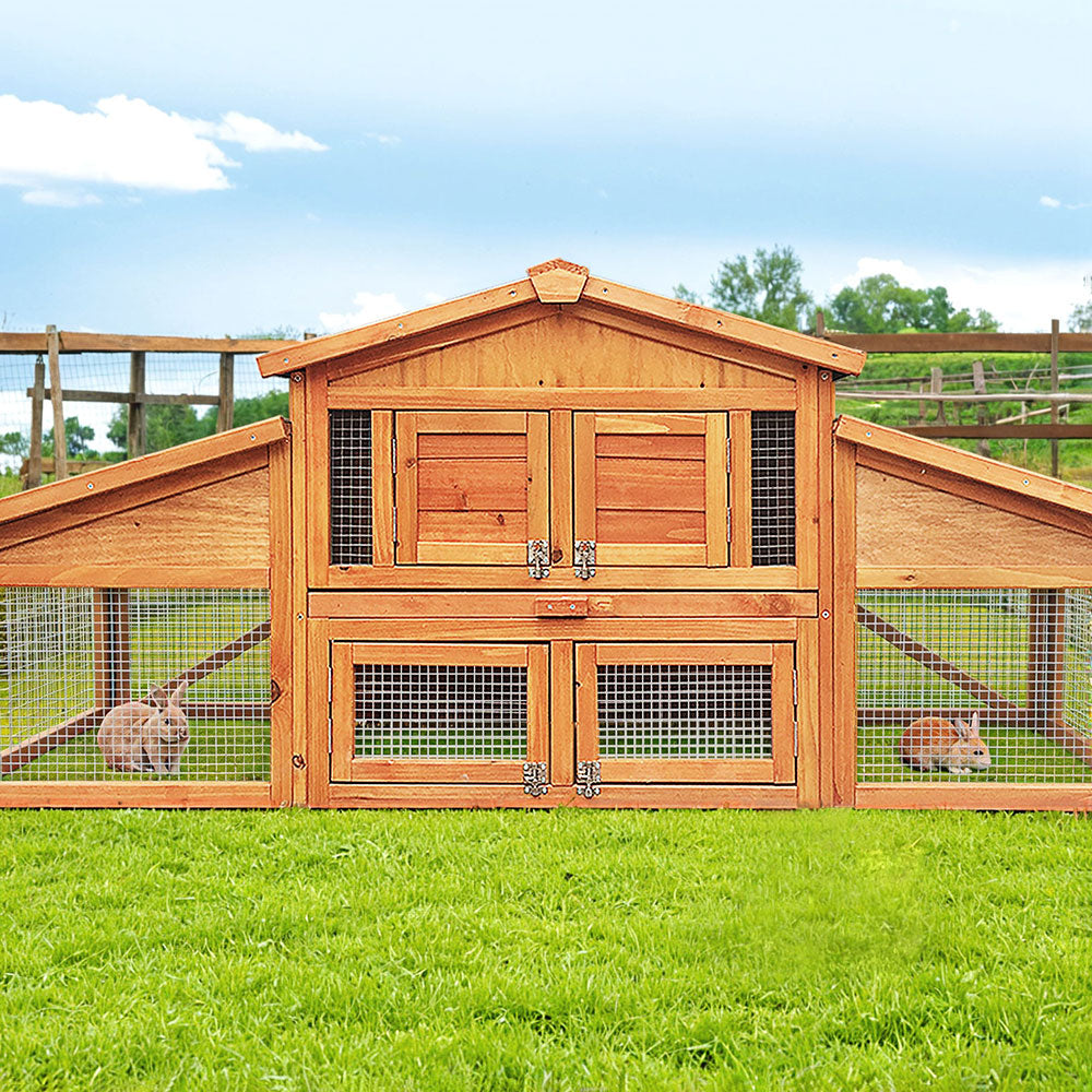 i.Pet Chicken Coop Rabbit Hutch 169cm x 52cm x 72cm Large Chicken Coop Wooden House Run Cage i.Pet