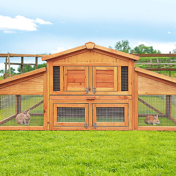 i.Pet Chicken Coop Rabbit Hutch 169cm x 52cm x 72cm Large Chicken Coop Wooden House Run Cage i.Pet