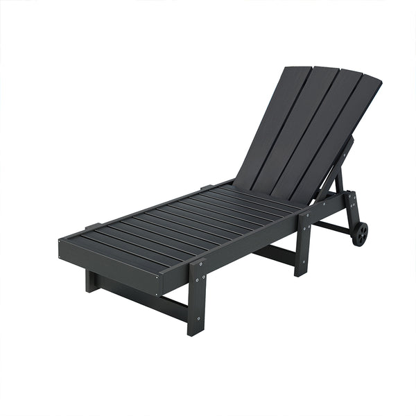 Gardeon Sun Lounge Beach Chair HDPE Adirondack Lounger Patio Outdoor Furniture with Wheels Black Gardeon