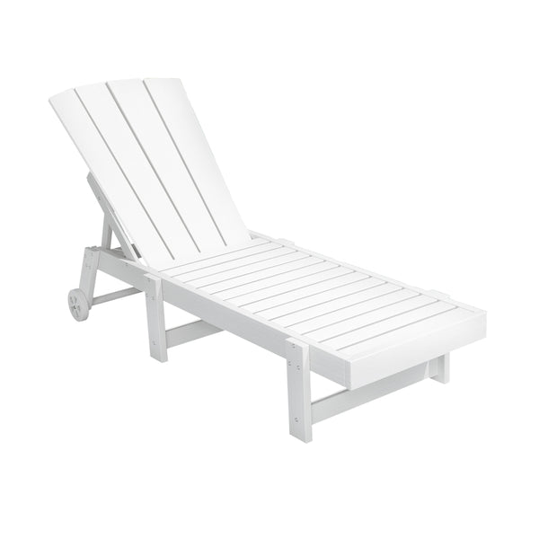 Gardeon Sun Lounge Beach Chair HDPE Adirondack Lounger Patio Outdoor Furniture with Wheels White Gardeon