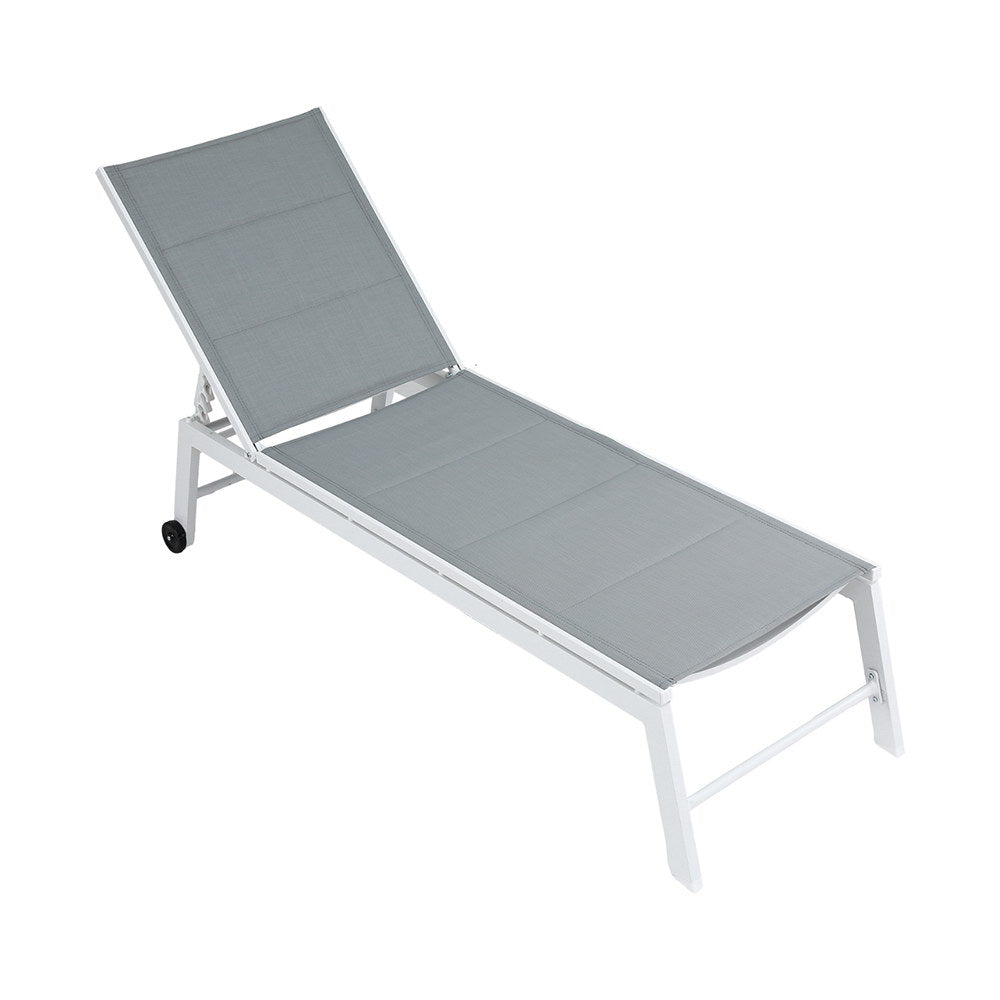 Gardeon Sun Lounger Chaise Lounge Wheels Patio Furniture Outdoor Setting White Gardeon