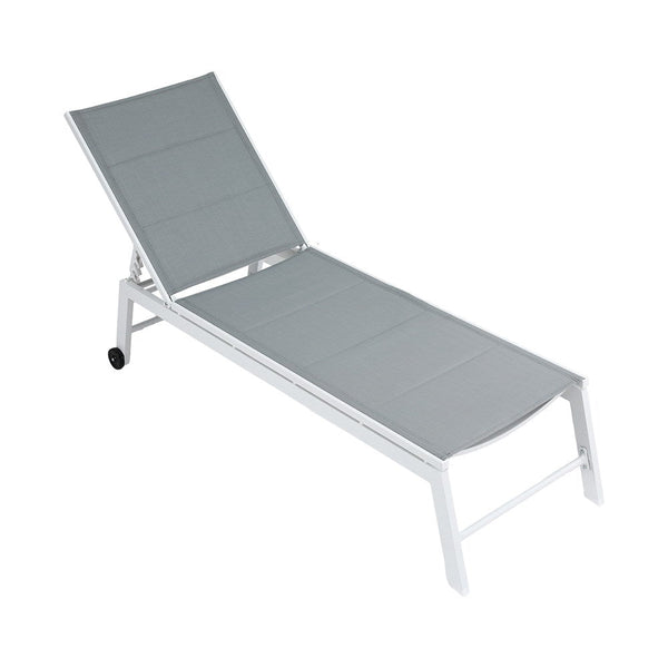 Gardeon Sun Lounger Chaise Lounge Wheels Patio Furniture Outdoor Setting White Gardeon