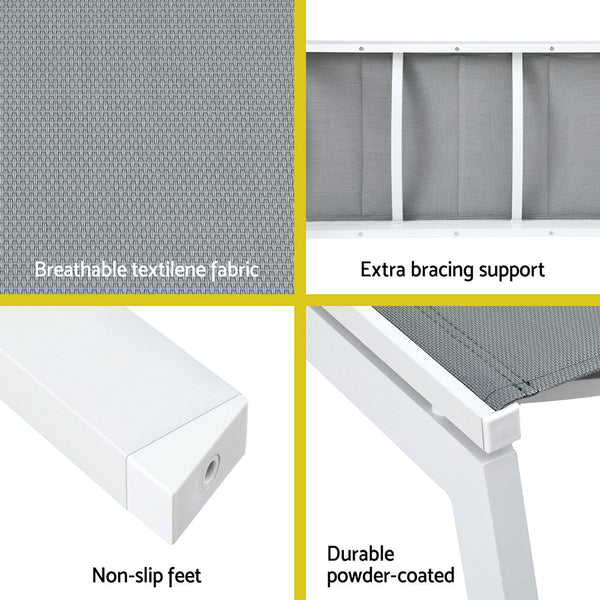 Gardeon Sun Lounger Chaise Lounge Wheels Patio Furniture Outdoor Setting White Gardeon