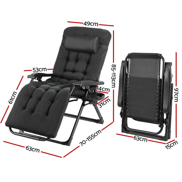 Gardeon Sun Lounge Lounger Folding Camping Zero Gravity Chair Outdoor Furniture Awezingly