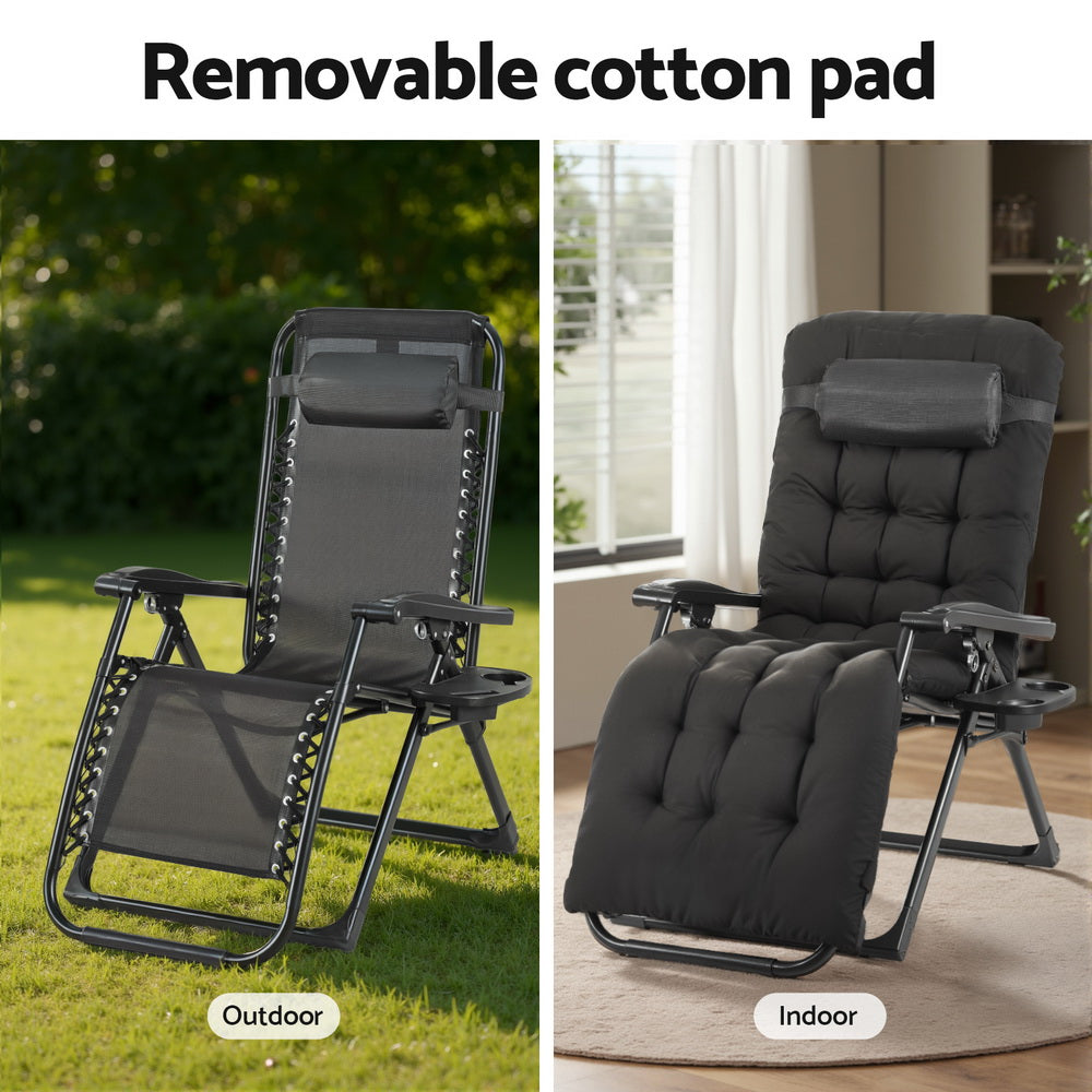 Gardeon Sun Lounge Lounger Folding Camping Zero Gravity Chair Outdoor Furniture Awezingly