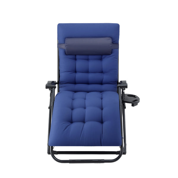 Gardeon Sun Lounge Lounger Folding Camping Zero Gravity Chair Outdoor Furniture XL Blue Awezingly