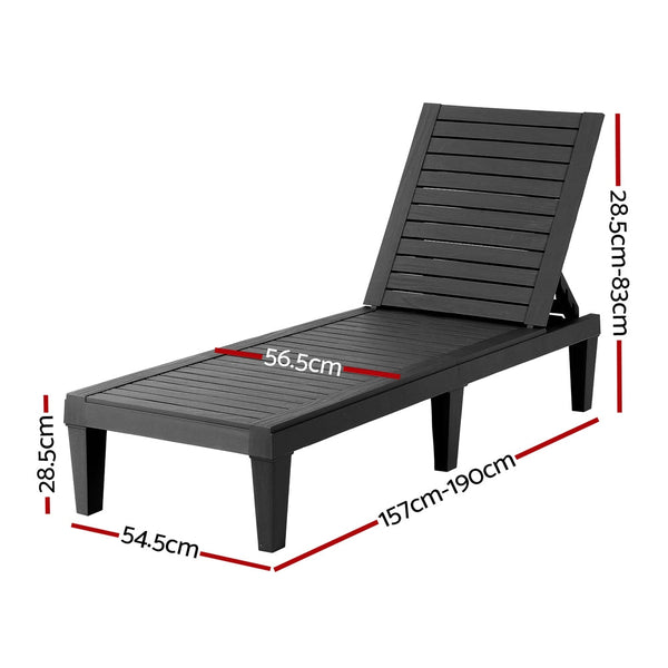 Gardeon Sun Lounge Adjustable Recliner Patio Outdoor Furniture Lightweight Black Awezingly