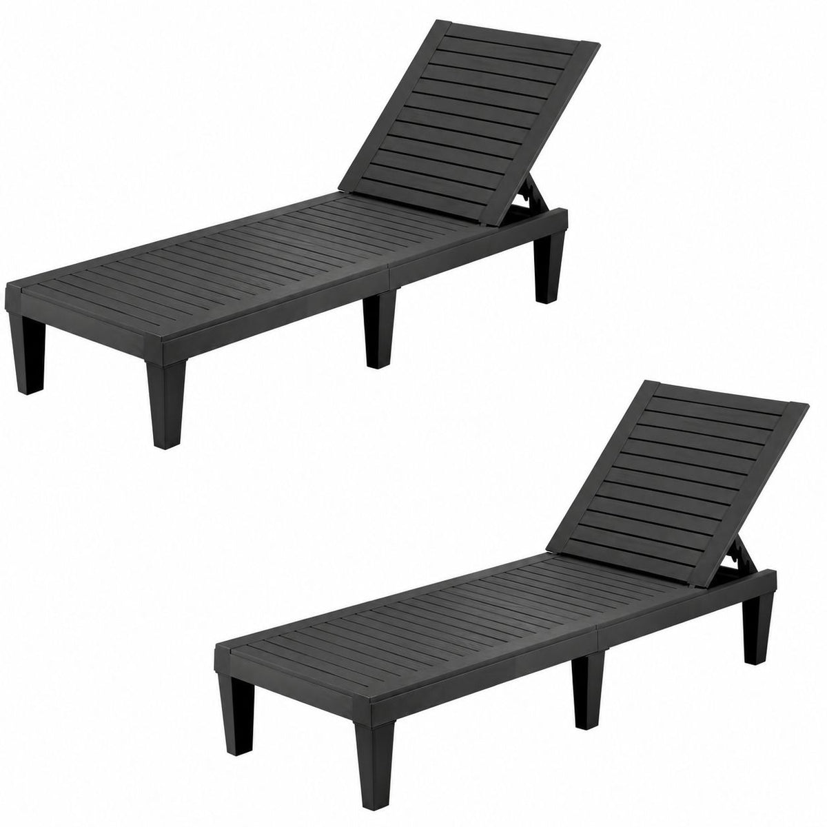 Gardeon 2x Sun Lounge Adjustable Recliner Patio Outdoor Furniture Lightweight Black Awezingly