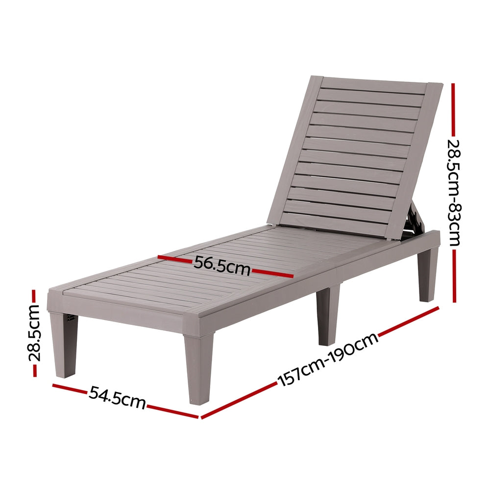 Gardeon Sun Lounge Adjustable Recliner Patio Outdoor Furniture Lightweight Grey Awezingly