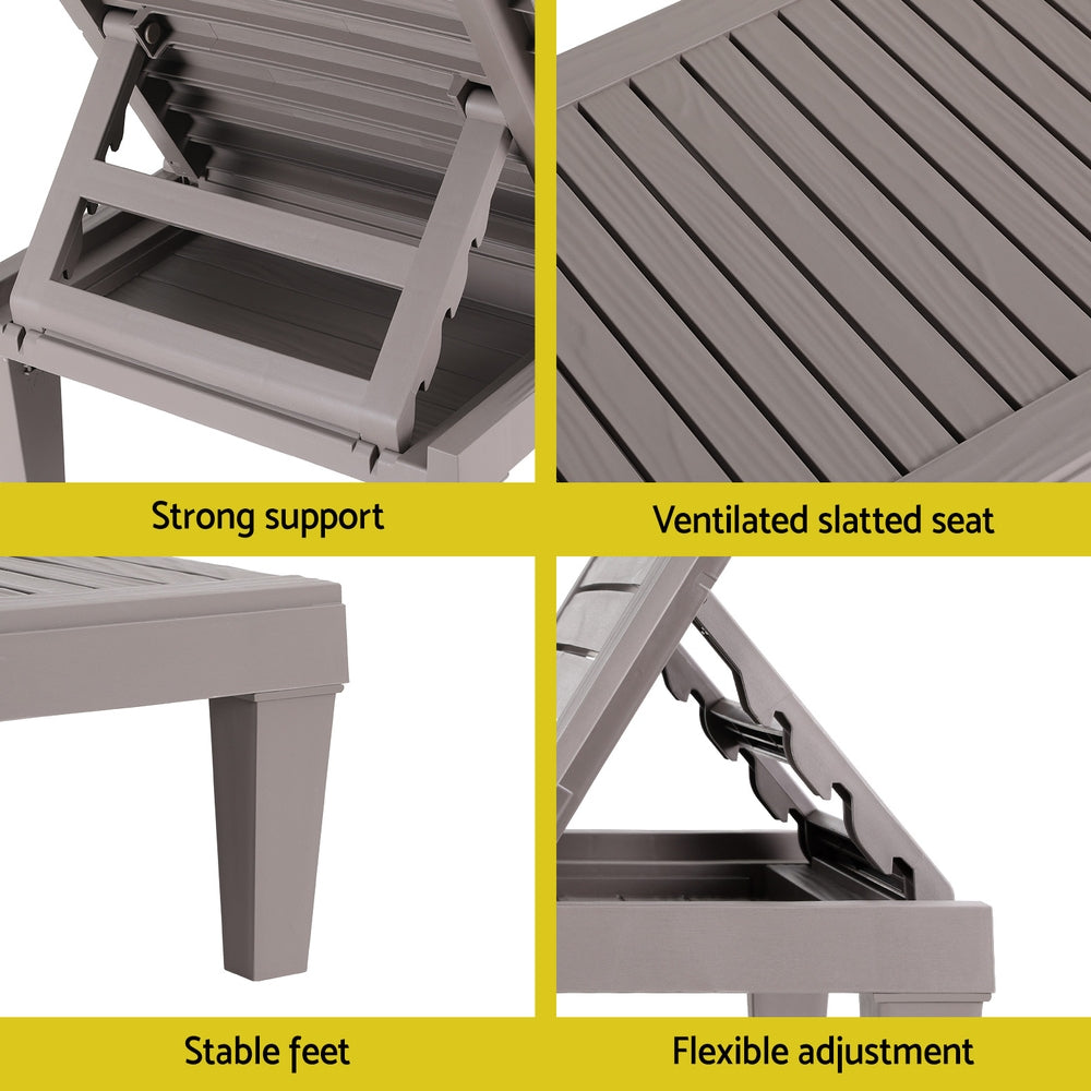 Gardeon Sun Lounge Adjustable Recliner Patio Outdoor Furniture Lightweight Grey Awezingly