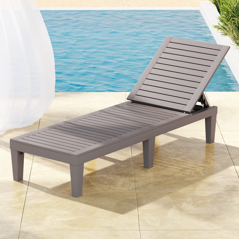 Gardeon Sun Lounge Adjustable Recliner Patio Outdoor Furniture Lightweight Grey Awezingly