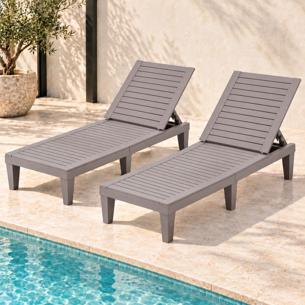 Set of 2 Gardeon Sun Lounge Adjustable Recliner Patio Outdoor Furniture Lightweight Brown Awezingly