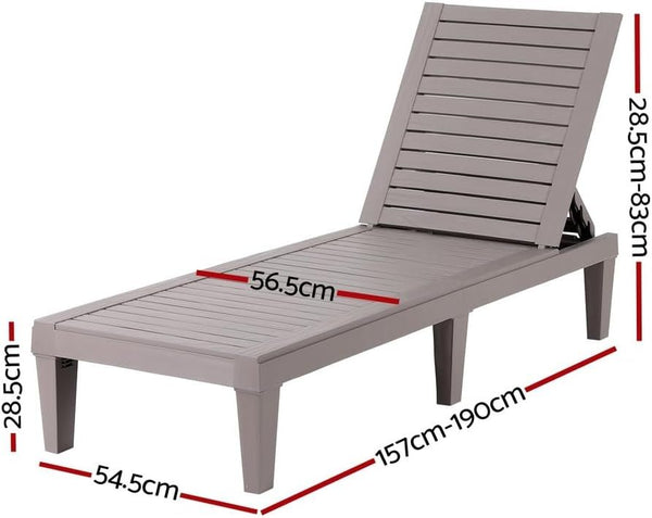 Set of 2 Gardeon Sun Lounge Adjustable Recliner Patio Outdoor Furniture Lightweight Brown Awezingly