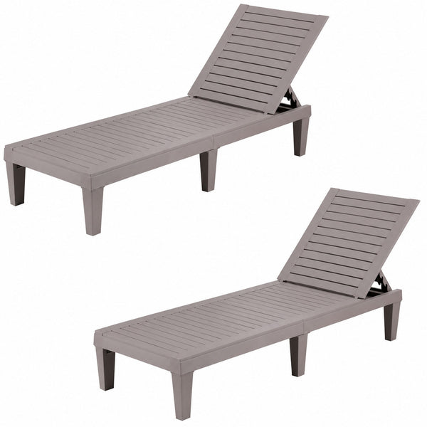 Set of 2 Gardeon Sun Lounge Adjustable Recliner Patio Outdoor Furniture Lightweight Brown Awezingly