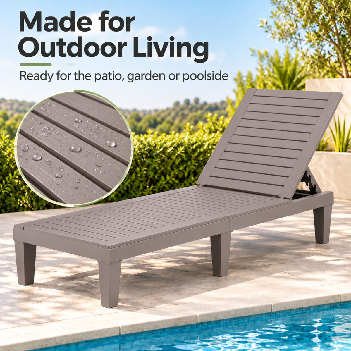 Set of 2 Gardeon Sun Lounge Adjustable Recliner Patio Outdoor Furniture Lightweight Brown Awezingly