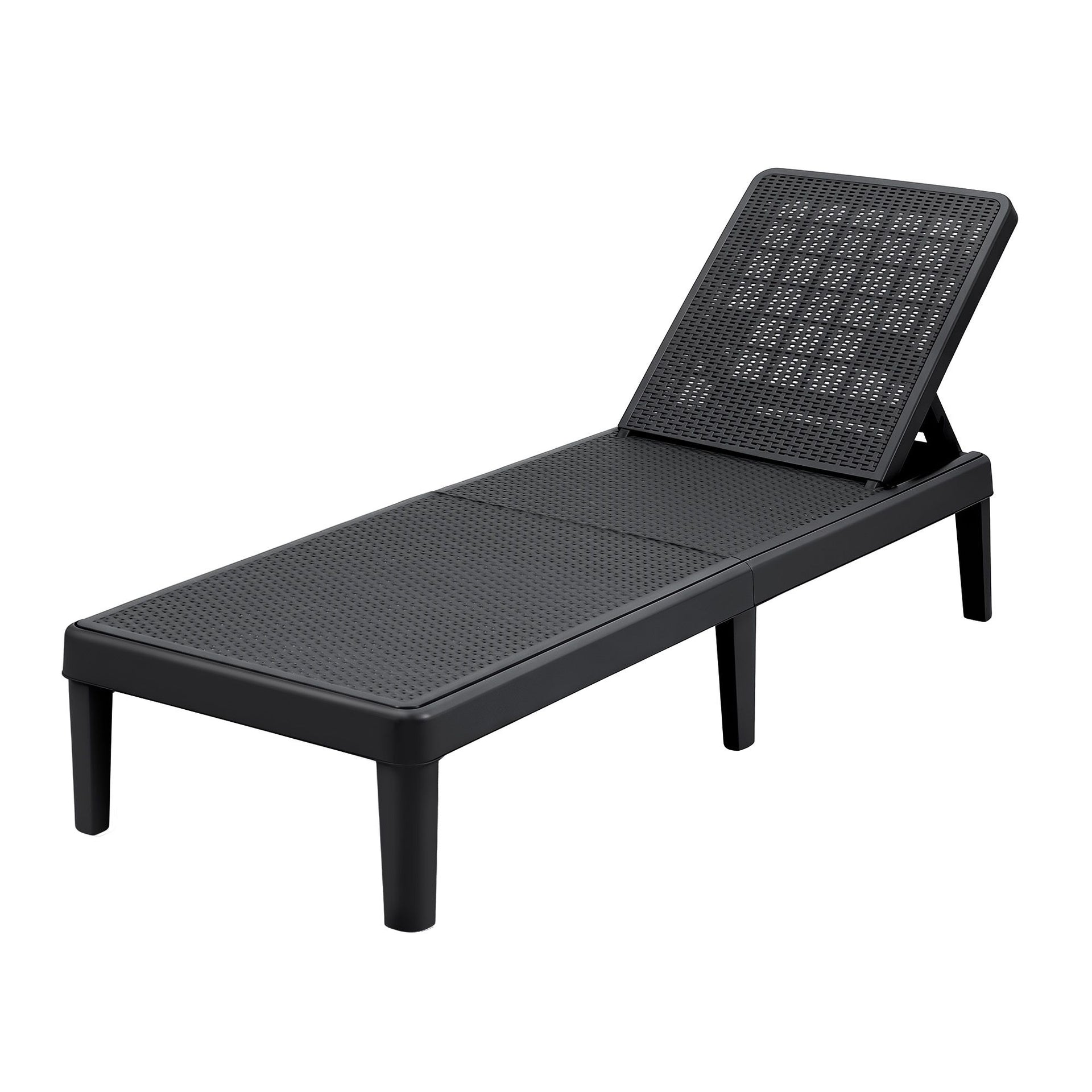 Gardeon Sun Lounge Adjustable Lounger Patio Outdoor Furniture Lightweight Black Awezingly