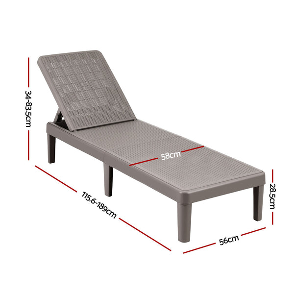Gardeon Sun Lounge Adjustable Lounger Patio Outdoor Furniture Lightweight Brown Awezingly