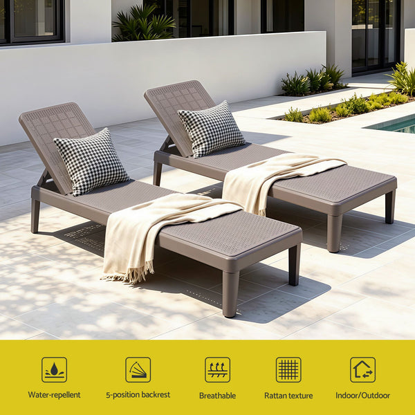 Gardeon Sun Lounge Adjustable Lounger Patio Outdoor Furniture Lightweight Brown Awezingly