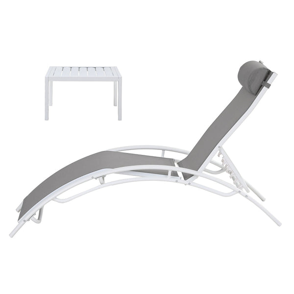 Gardeon 3PC Sun Lounge Outdoor Lounger Table Chairs Steel Patio Furniture Garden Awezingly