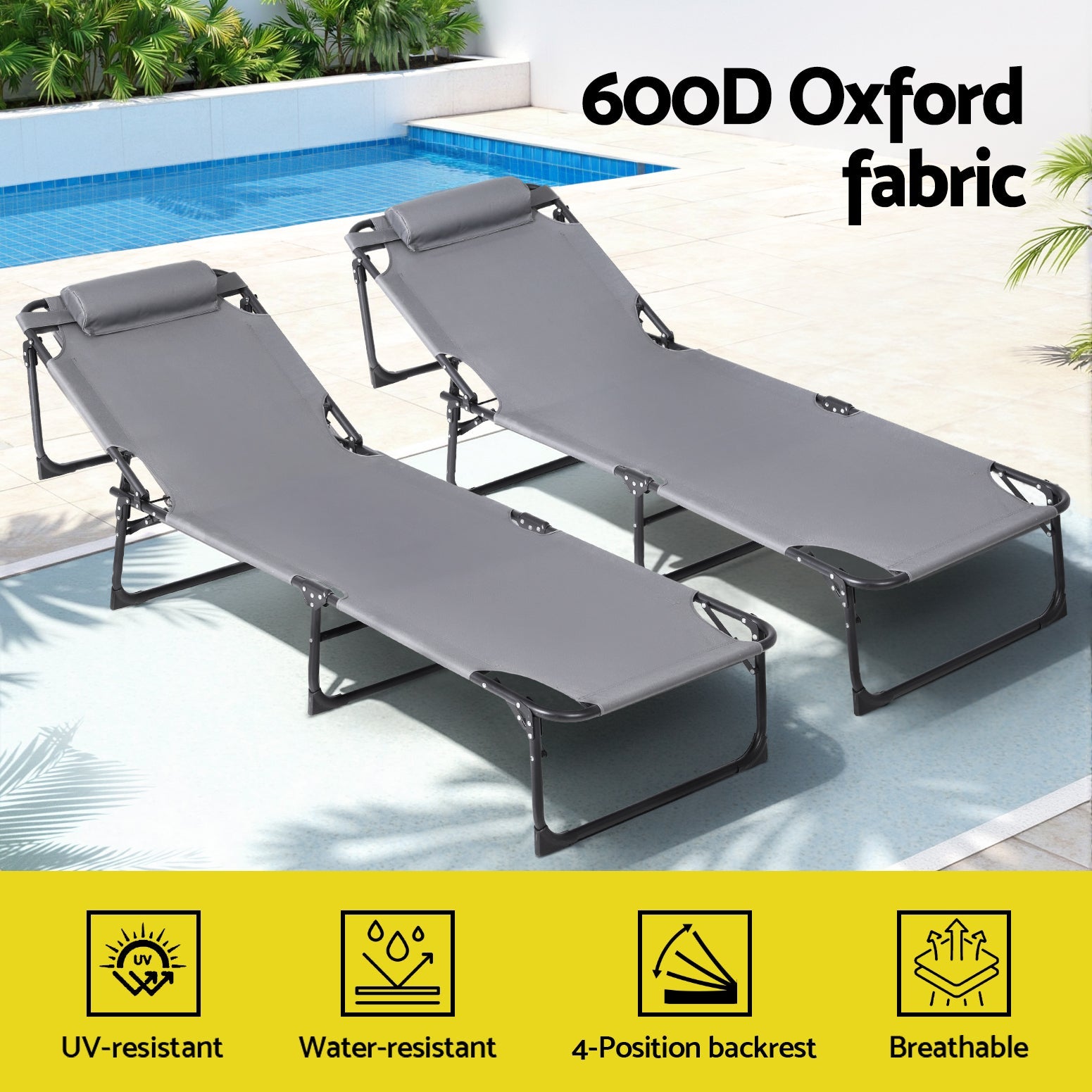 Gardeon Sun Lounger Folding Lounge Beach Chair Patio Outdoor Furniture Awezingly