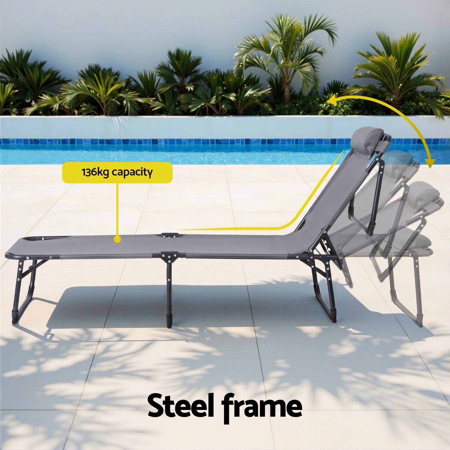 Gardeon Sun Lounger Folding Lounge Beach Chair Patio Outdoor Furniture Awezingly
