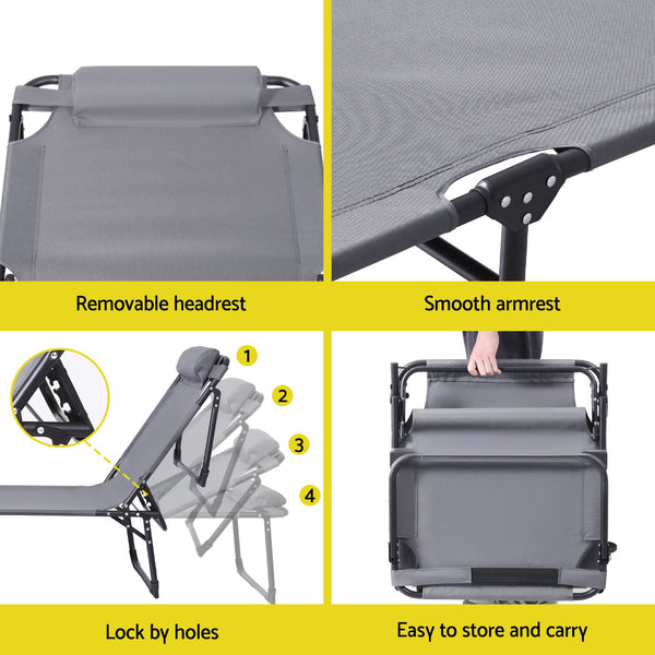 Gardeon Sun Lounger Folding Lounge Beach Chair Patio Outdoor Furniture Awezingly