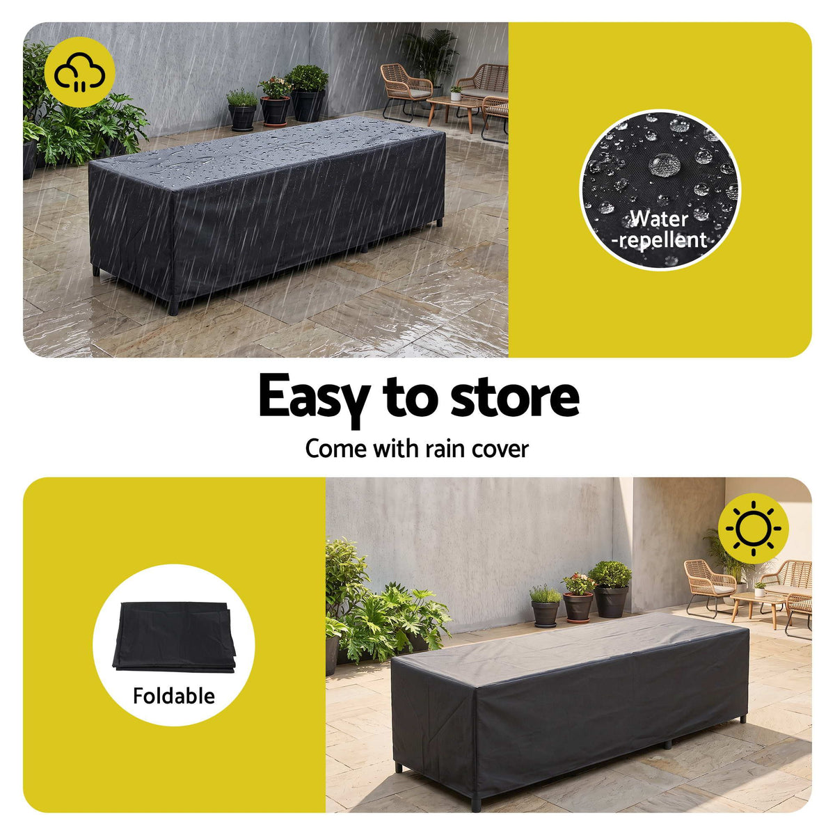 Gardeon 2PC Sun Lounger PE Rattan Recliners with Cup Holder Cushion Rain Cover Awezingly