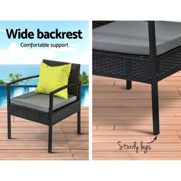 Gardeon Outdoor Furniture Lounge Setting Garden Patio Wicker Cover Table Chairs Gardeon