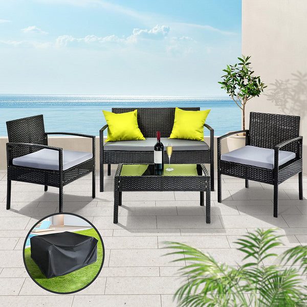 Gardeon Outdoor Furniture Lounge Setting Garden Patio Wicker Cover Table Chairs Gardeon