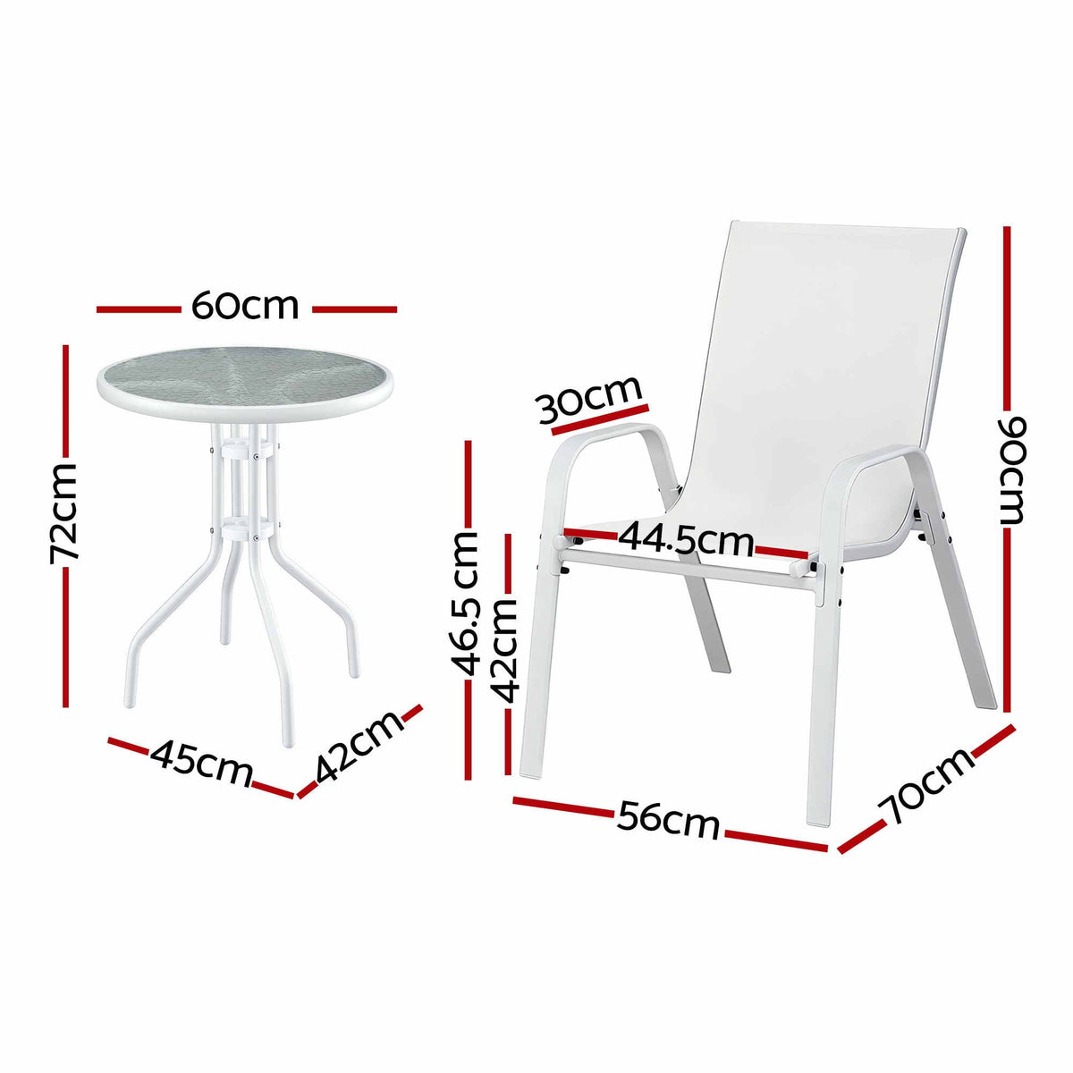 Gardeon 5PC Bistro Set Outdoor Table and Chairs Stackable Patio Furniture White Awezingly