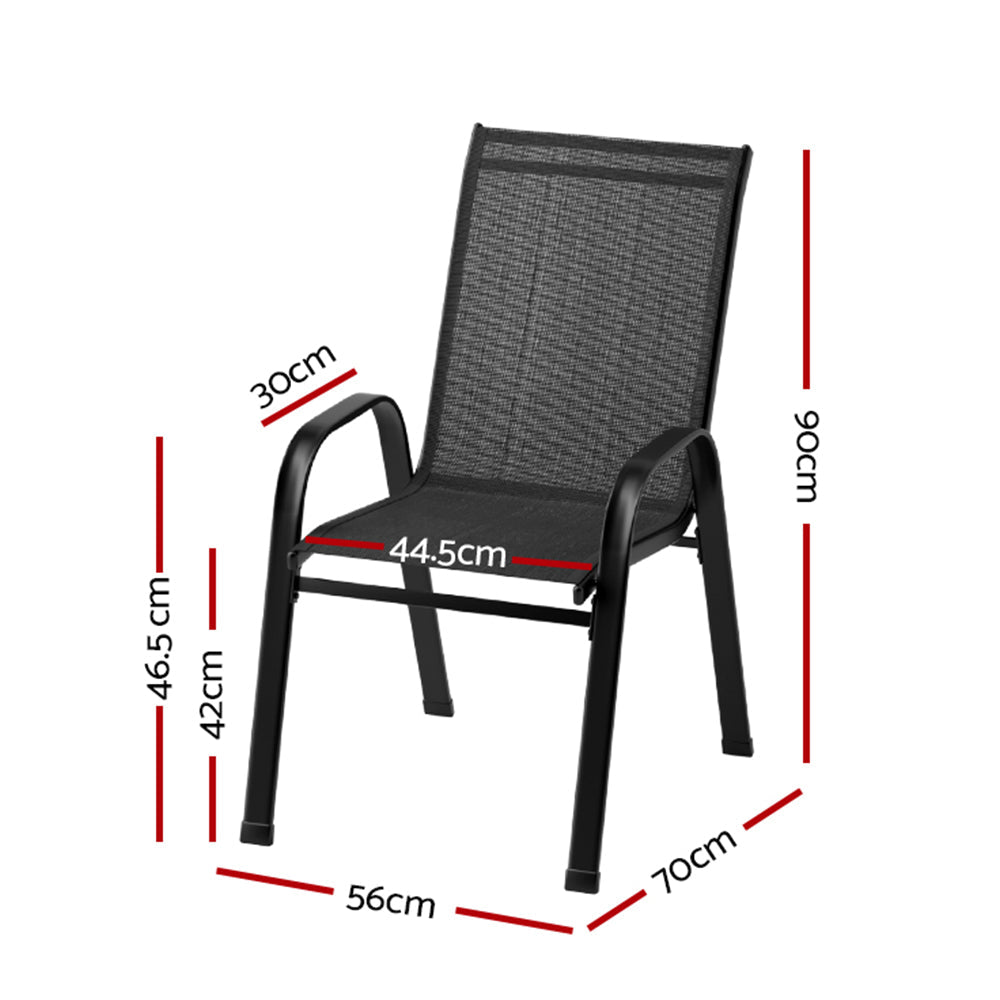 Gardeon 2X Outdoor Stackable Chairs Lounge Chair Bistro Set Patio Furniture Gardeon