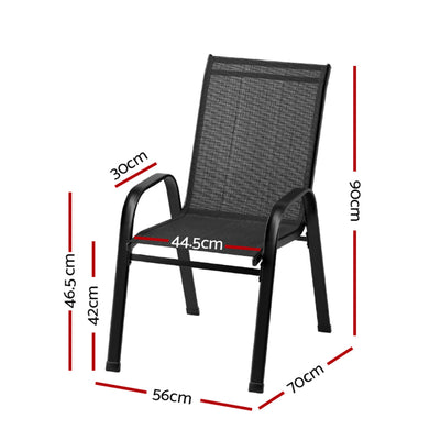 Gardeon 2X Outdoor Stackable Chairs Lounge Chair Bistro Set Patio Furniture