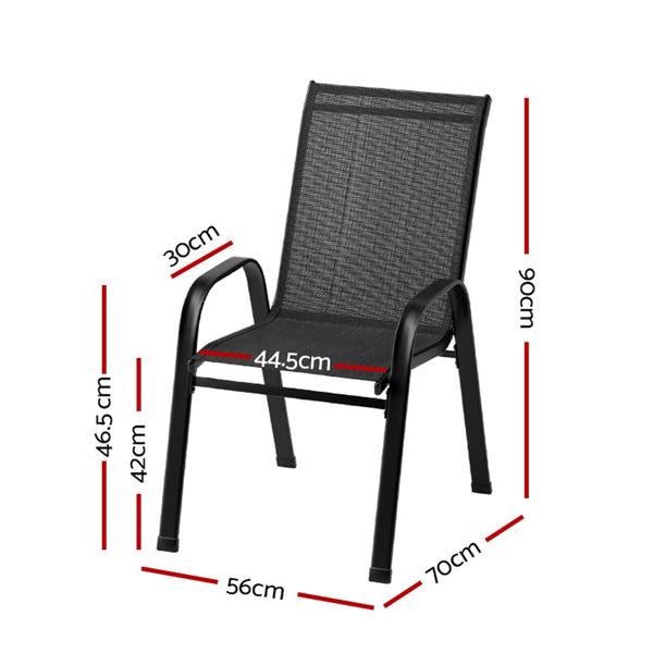 Gardeon 2X Outdoor Stackable Chairs Lounge Chair Bistro Set Patio Furniture Gardeon