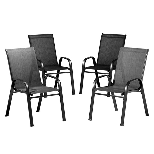 Gardeon 4X Outdoor Stackable Chairs Lounge Chair Bistro Set Patio Furniture Gardeon