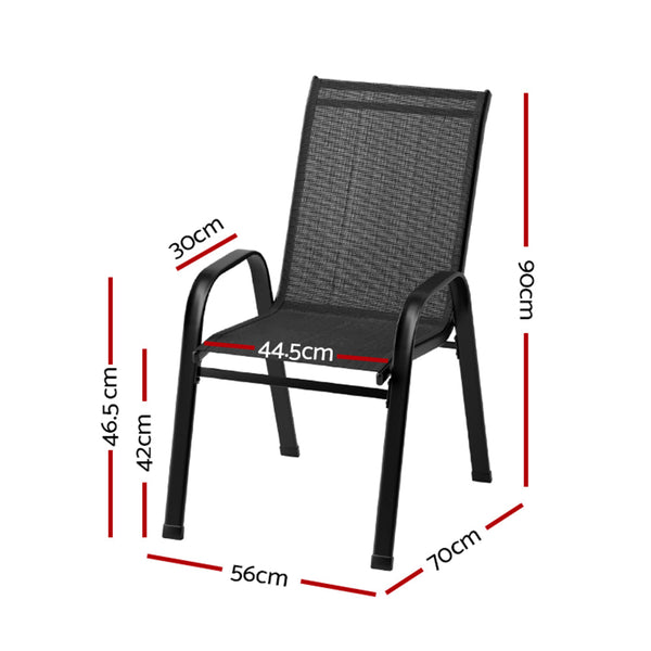 Gardeon 4X Outdoor Stackable Chairs Lounge Chair Bistro Set Patio Furniture Gardeon