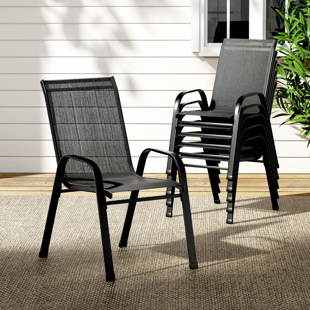 Gardeon 6X Outdoor Stackable Chairs Lounge Chair Bistro Set Patio Furniture Gardeon
